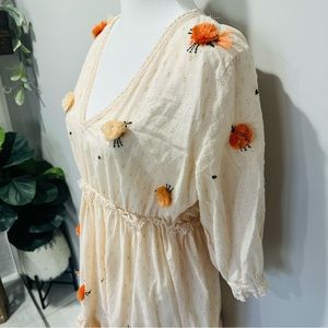 ZL Europe Mini dress, cream with red and orange flowers, size medium